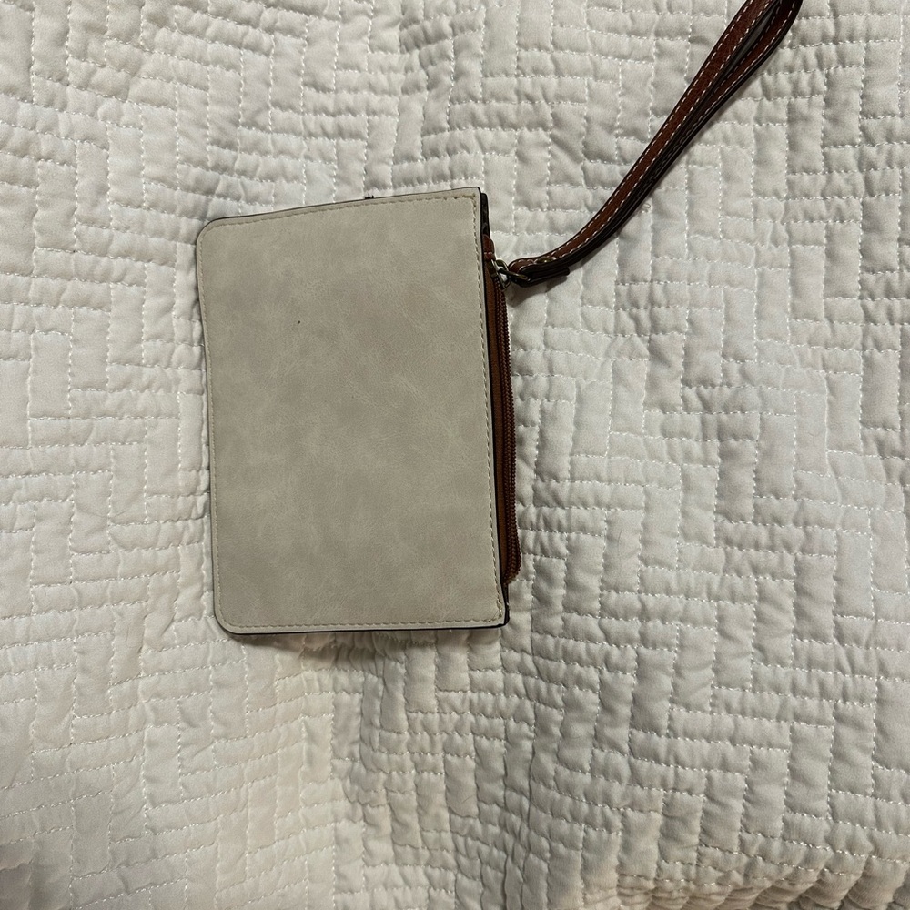 BOC off white & brown distressed wallet NWOT
